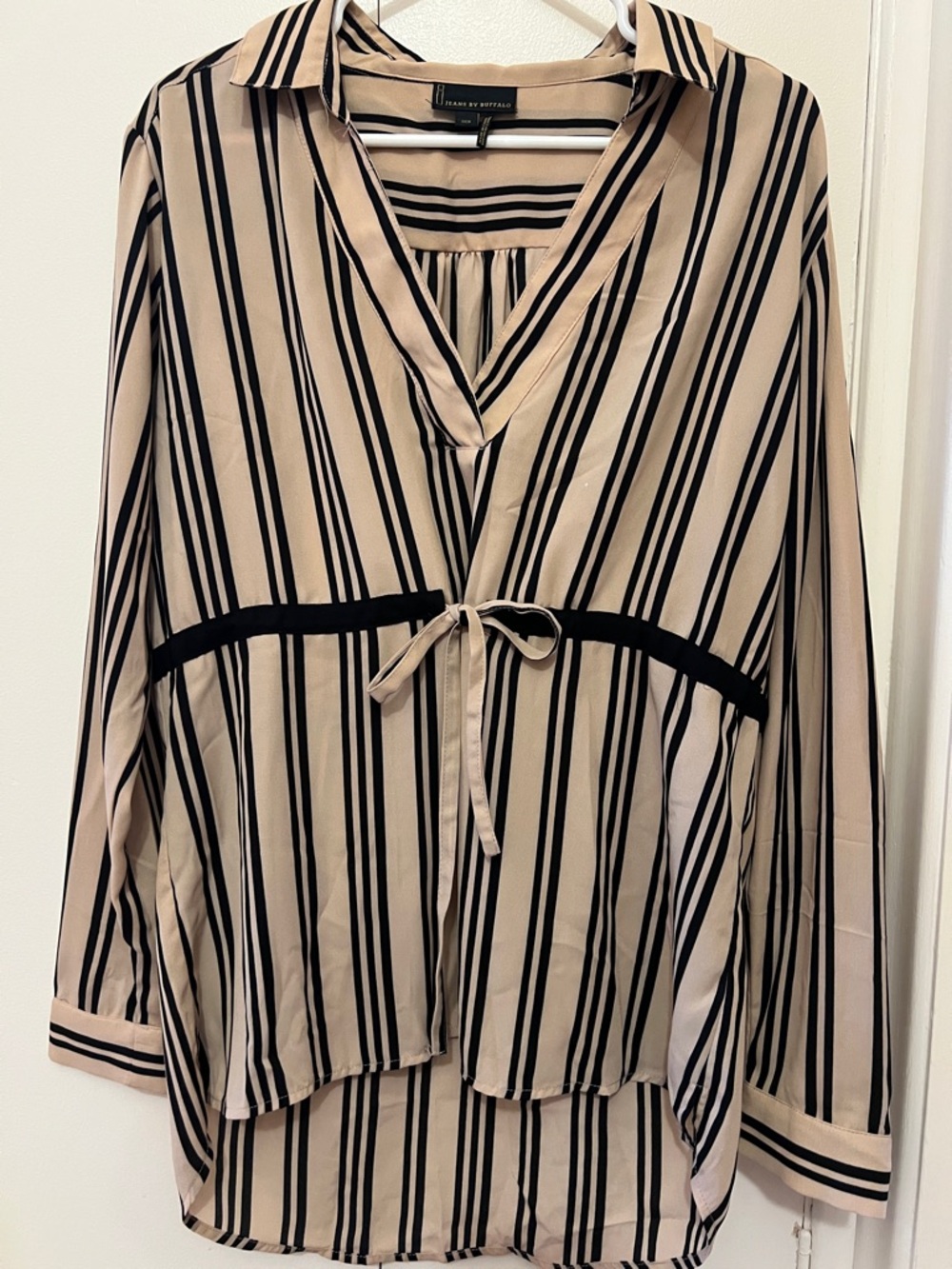 Jeans by Buffalo Beige & Black Striped Tie-Front Tunic